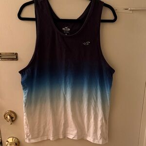 Hollister Navy, Turquoise, light blue and White Tank Top. Tie dye. Size Medium.